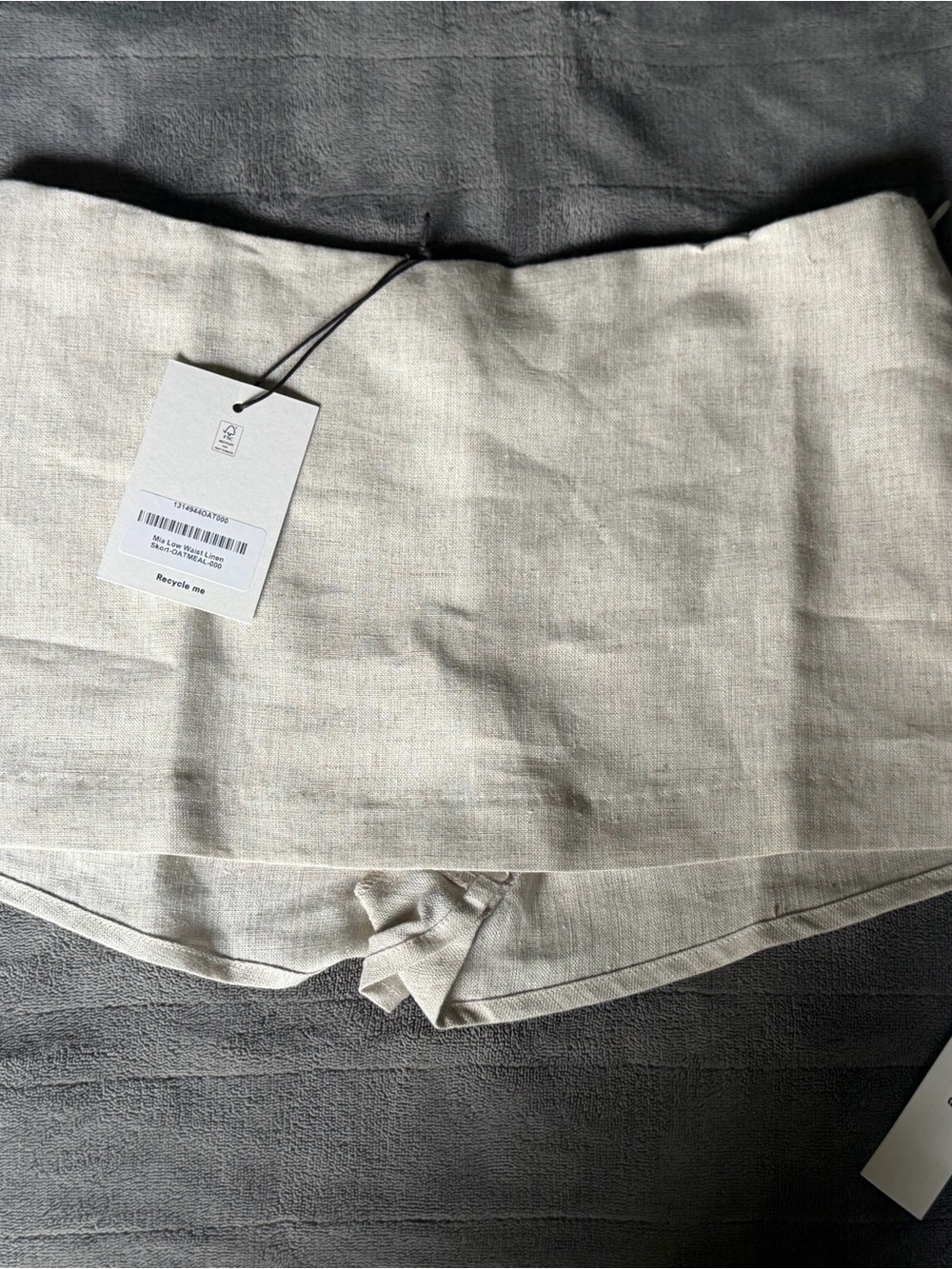 Reformation Mia Low Rise Natural Linen Skort - Cream